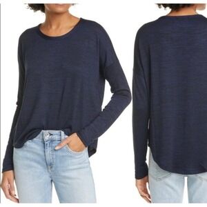 Rag & Bone Marled Navy Pullover Coastal Grandma Neutral Knit Quiet Luxury L